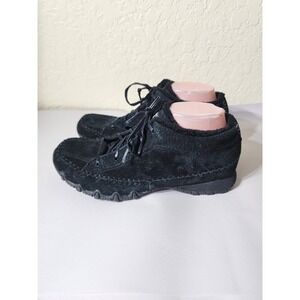 Skechers Women's Sz 10 Bikers- Lineage Suede Lace Up Black Chukka Boots